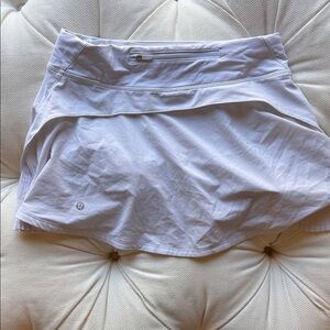 Lululemon White Play off the Pleats Tennis Skort with Back Zip Pocket